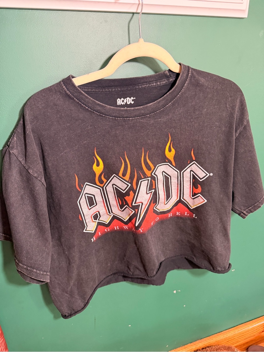 AC/DC Black Tee with Orange Flame Logo